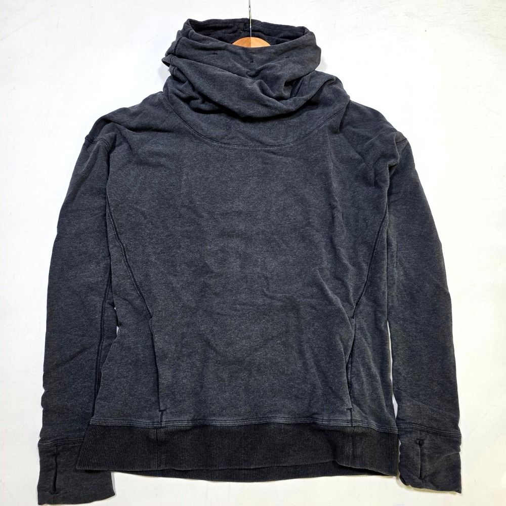 Lululemon Cowl Neck Pullover Hoodie Womens 4 Charcoal Gray Athleisure Sweatshirt